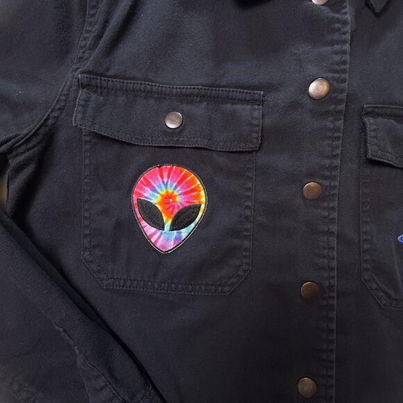 Custom Uniqlo Black Utility Shirt with Alien, NASA & Big Bear Women’s/Unisex M - Picture 3 of 11